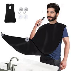 Beard Apron for Men Beard Trimming Catcher Beard Catcher Bib for Shaving - Black